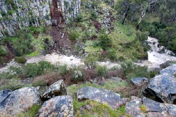 The Loddon River in high flow at Loddon Falls