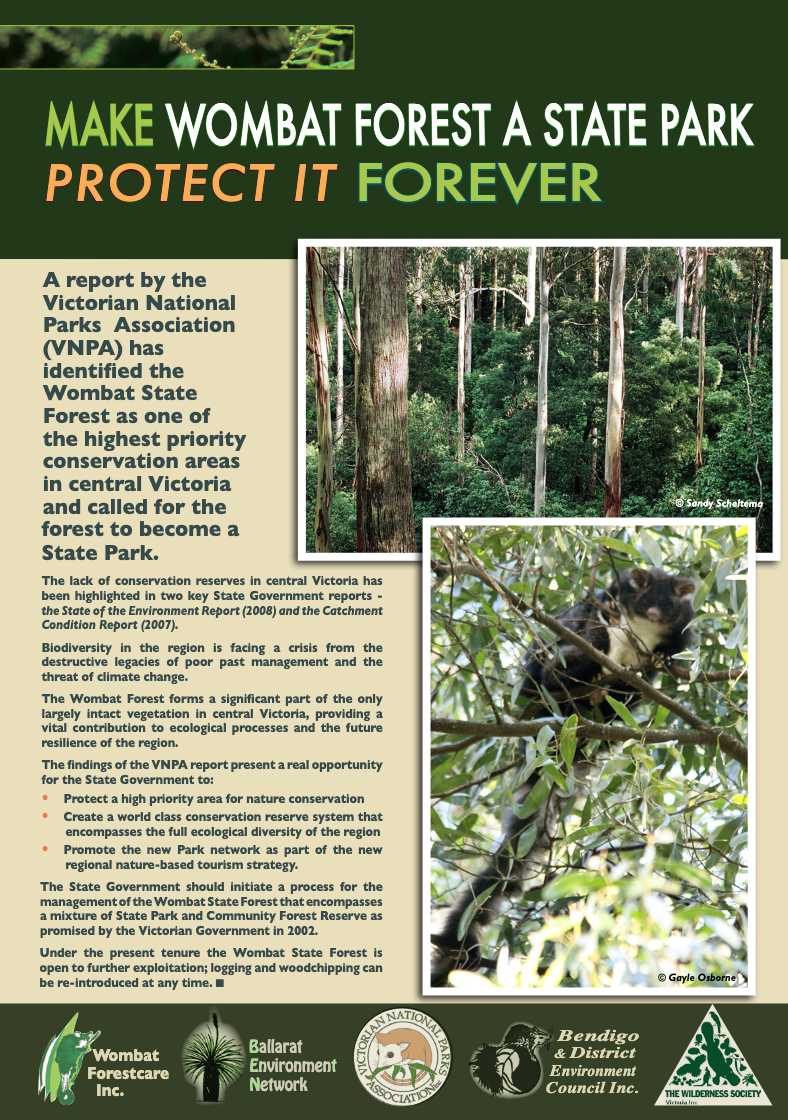 Make WoMbat Forest a state Park PROTECT IT ForeVer
