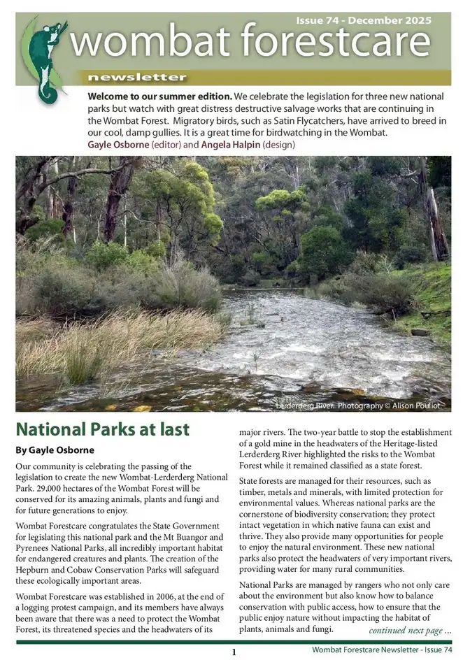 Wombat Forestcare Newsletter (73) Sep 25 Wombat Forestcare Newsletter (74) Dec 25